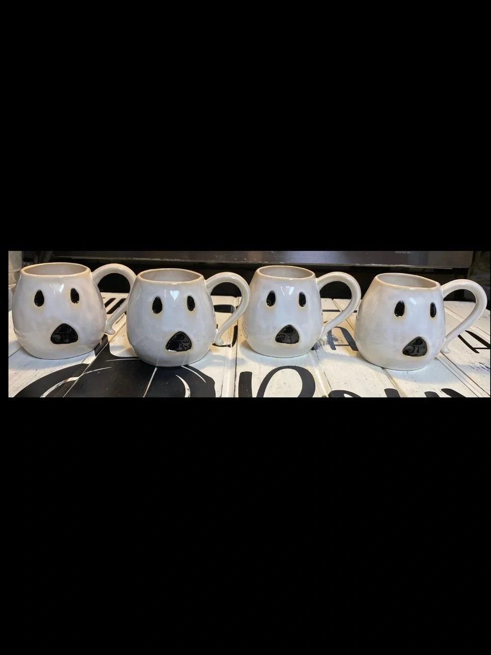 RARE NEW Pottery Barn Figural Ghost Mugs Halloween Set 4 First Edition Originals